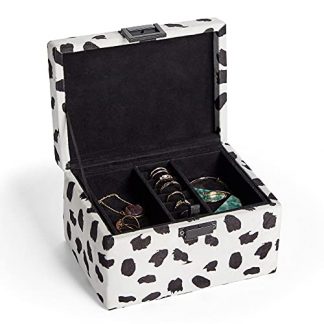 Dalmatian Patterned Jewellery Storage Organiser - Small Jewellery Box w/ Removable Tray - For Rings, Earrings, Bracelets and Necklaces - Gift for Girls - Black & White