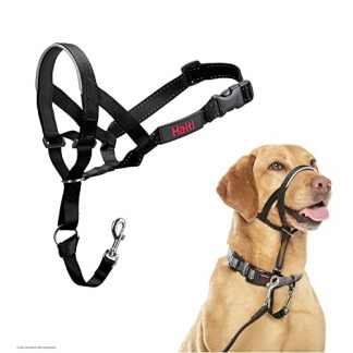 HALTI Headcollar Size 3 Black, UK Bestselling Dog Head Harness to Stop Pulling on the Lead, Easy to Use, Padded Nose Band, Adjustable & Reflective, Professional Anti-Pull Training Aid for Medium Dogs