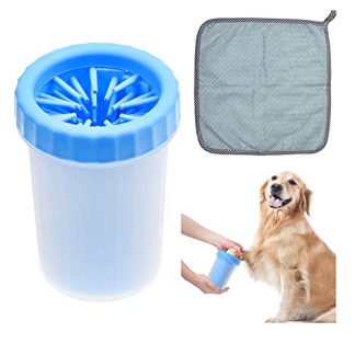 Kare & Kind Dog Paw Cleaner - Portable Washer Pet Cleaning Brush for Bathing and Grooming - Removes, Dirt, Mud, Debris - Soft Silicone Bristles Gentle for Pets - Also Includes Microfiber Cloth