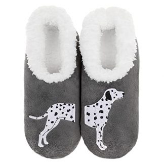 Snoozies Women's Super Soft Sherpa Pairables Dalmations slippers, Grey, Medium