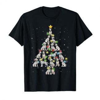 Dalmatian Christmas Tree Dalmatian Santa Hat Light Xmas Gift T-Shirt