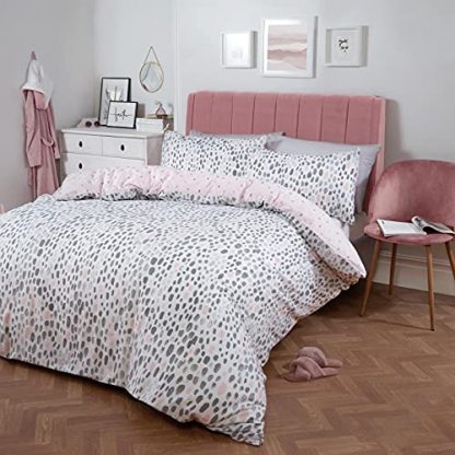 Dreamscene Dalmatian Spotty Duvet Cover with Pillowcase Quilt Bedding Set, Blush Grey - Single