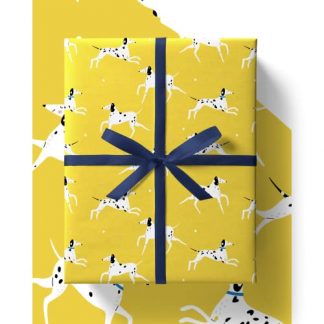 EcoWrap Dalmatian Dog Wrapping Paper with Birthday Card and Tags - Eco Friendly Premium Recyclable 84cm x 60cm Gift Wrap in Plastic Free Packaging (4 Sheets & 4 Tags)
